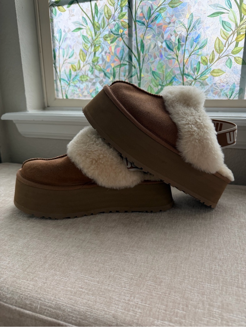 UGG Women’s Chestnut Funkette Slingback Platform Slippers Size 8 - Picture 2 of 7
